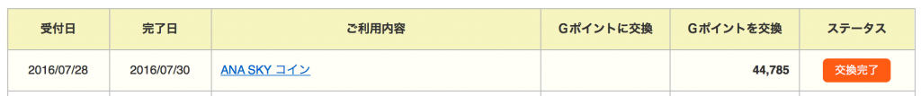 GポイントからANAコイン